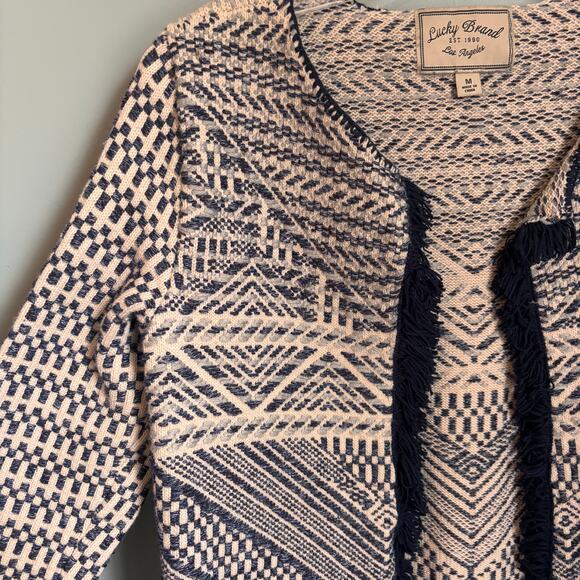 Lucky Fringe Hem Aztec Print Open Front Blazer Jacket - Picture 7 of 7